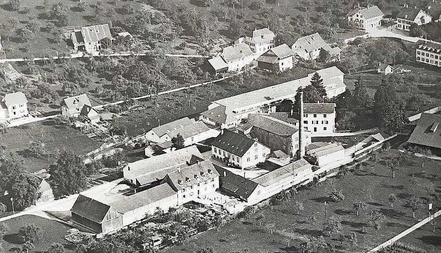 Luftbild des Firmenareals.Foto: Staatsarchiv BL
